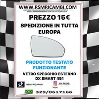 VETRO SPECCHIO ESTERNO SX SMART 451