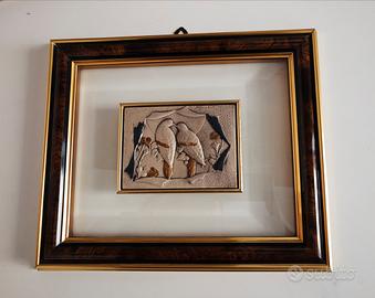 Quadro d'arte decorativa in argento dipinto a mano