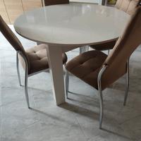 tavolo bianco opaco rotondo estensibile + 4 sedie 