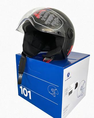 Casco MOTO NERO OPACO CON DETTAGLI ROSSI