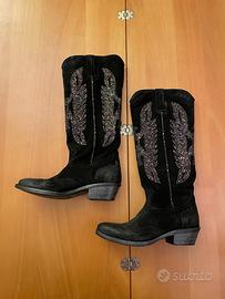 Stivali nuovi texani camoscio nero misura 41