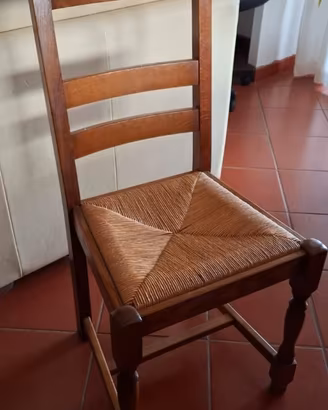 Lotto 8 sedie legno massello arte povera