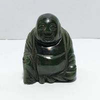Scultura piccolo Buddha in giada color spinacio 