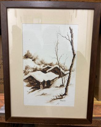 Paesaggio invernale con casolare - firmato Rasero