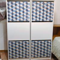 Scarpiera a 3 scomparti, bianco, 49x28x135 cm