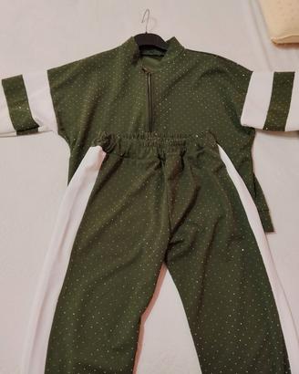 tuta verde glitterata
