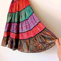 gonna estiva vintage elegante lunga multicolore M