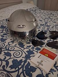 Casco Moto Jet Vemar Grigio Metallizzato + Ricambi
