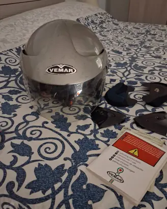 Casco Moto Jet Vemar Grigio Metallizzato + Ricambi