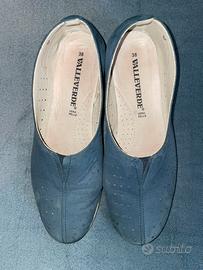Scarpe Valleverde T.38 Donna Pelle Blu Traforate