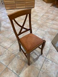 N.4 Sedie in noce con seduta in tessuto