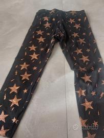 Leggins con stelle color marrone brillantinato