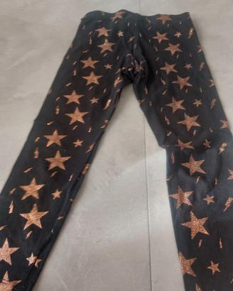 Leggins con stelle color marrone brillantinato