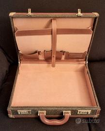 Valigia 24 ore vintage, bordi pelle, stampa cachem