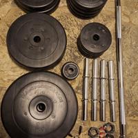 Set palestra: bilanciere 120 cm + 4 manubri + pesi