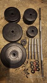 Set palestra: bilanciere 120 cm + 4 manubri + pesi