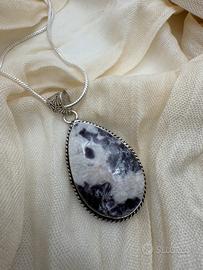 Ciondolo con Lepidolite placcato argento 925