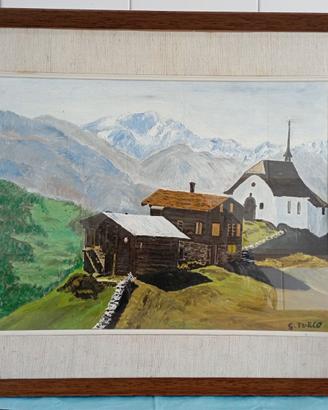 Quadro vintage paesaggio montano firmato G. Turco