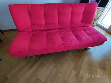 Divano letto 3 posti meccanismo clic clac - rosso