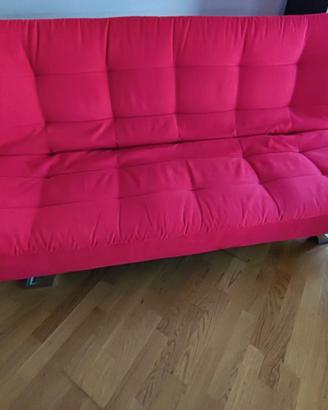 Divano letto 3 posti meccanismo clic clac - rosso