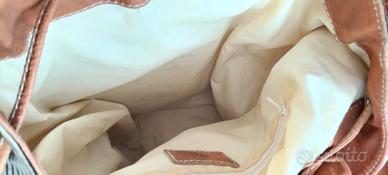 Borsa  a zainetto in stoffa e cuoio