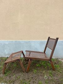 Sdraio con poggiapiedi effetto corten naturale 