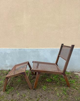 Sdraio con poggiapiedi effetto corten naturale 