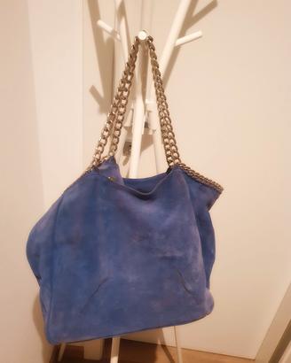 Borsa scamosciata turchese Claudio Orciani 