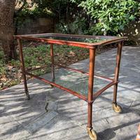 Carrello bar vintage in legno e vetro design