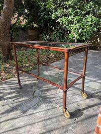 Carrello bar vintage in legno e vetro design