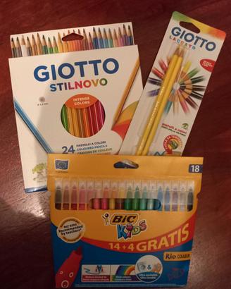 Set colori n 24 Giotto n 18 bic e 2 matite gialle