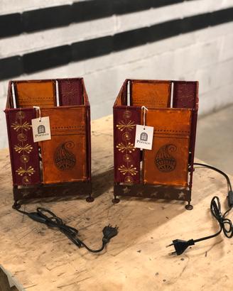 2 lampade indiane in pelle