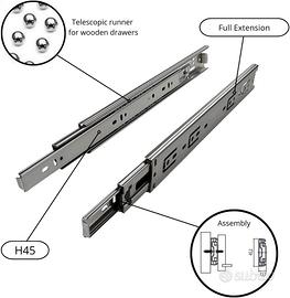 Guide A Sfere Ad Estrazione Totale In Acciaio 45Mm