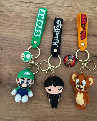3 portachiavi luigi bross jerry mercoledi addams