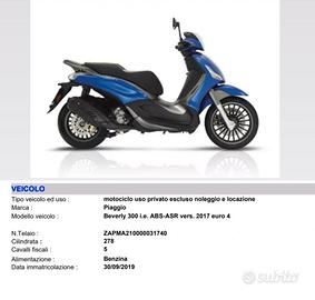 PEZZI DI RICAMBIO PIAGGIO BEVERLY 300 2019