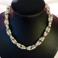 Collana  perle e cristalli torchon 