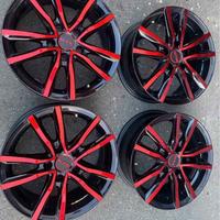 KIT 4 CERCHI MAK RED/BLACK seminuovi + bulloni  6.
