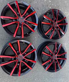 KIT 4 CERCHI MAK RED/BLACK seminuovi + bulloni  6.