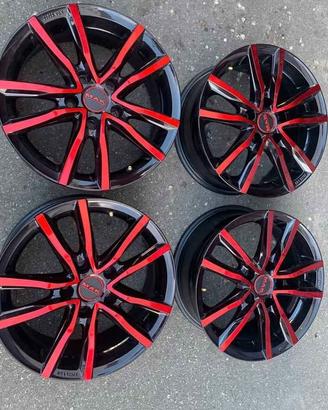 KIT 4 CERCHI MAK RED/BLACK seminuovi + bulloni