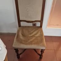 6 sedie in legno massello con seduta da rifare 