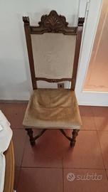 6 sedie in legno massello con seduta da rifare 