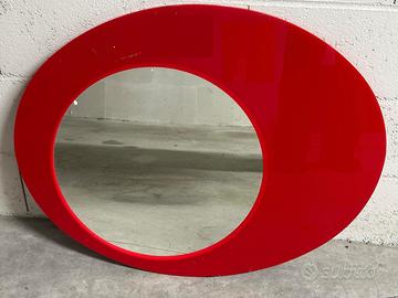 Specchio da Parete Design Ovale Rosso Lucido