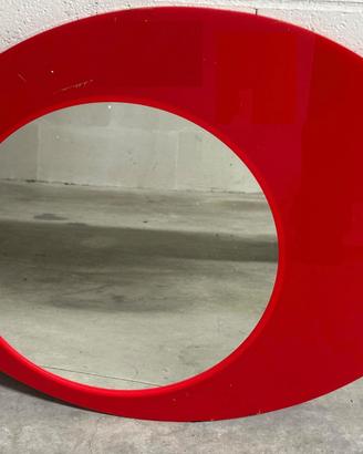 Specchio da Parete Design Ovale Rosso Lucido