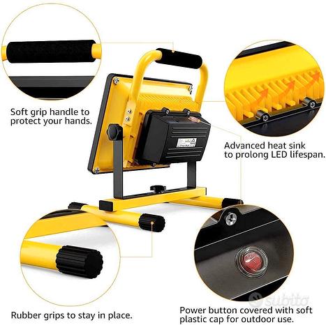 Faro ricaricabile faretto impermeabile led luce bi
