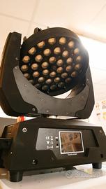 Coppia Teste Mobili LED 36x18w RGBWA+UV Zoom/Wash