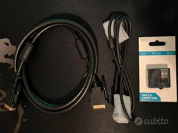 Lotto Cavi VGA e DVI, Hub USB 2.0 4 Porte
