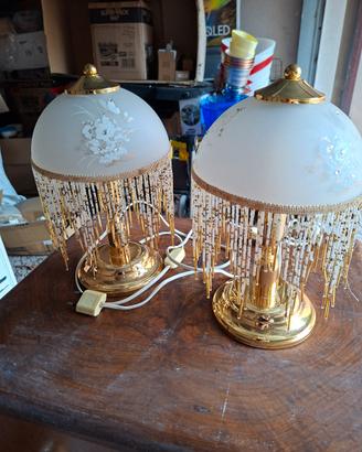 coppia abat-jour vintage in ottone paralumi vetro