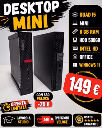 PC Fisso Pc Quadcore i5 4 Quad-Core  500 GB  Win11