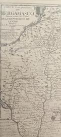 Antica stampa mappa di  Bergamasco  rarissima 