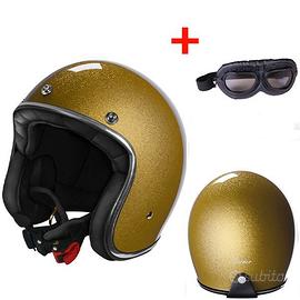 CASCO JET VINTAGE MOTO STORMER GLITTERATO OCCHIALI